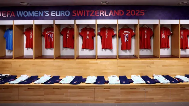 A general view inside the Norway dressing room
