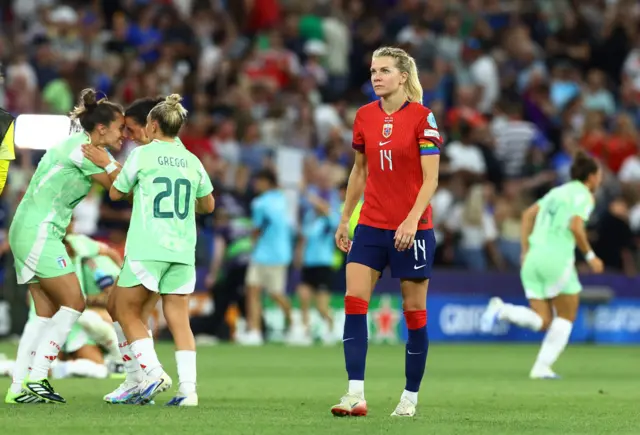 Norway's Ada Hegerberg looks dejected after the match