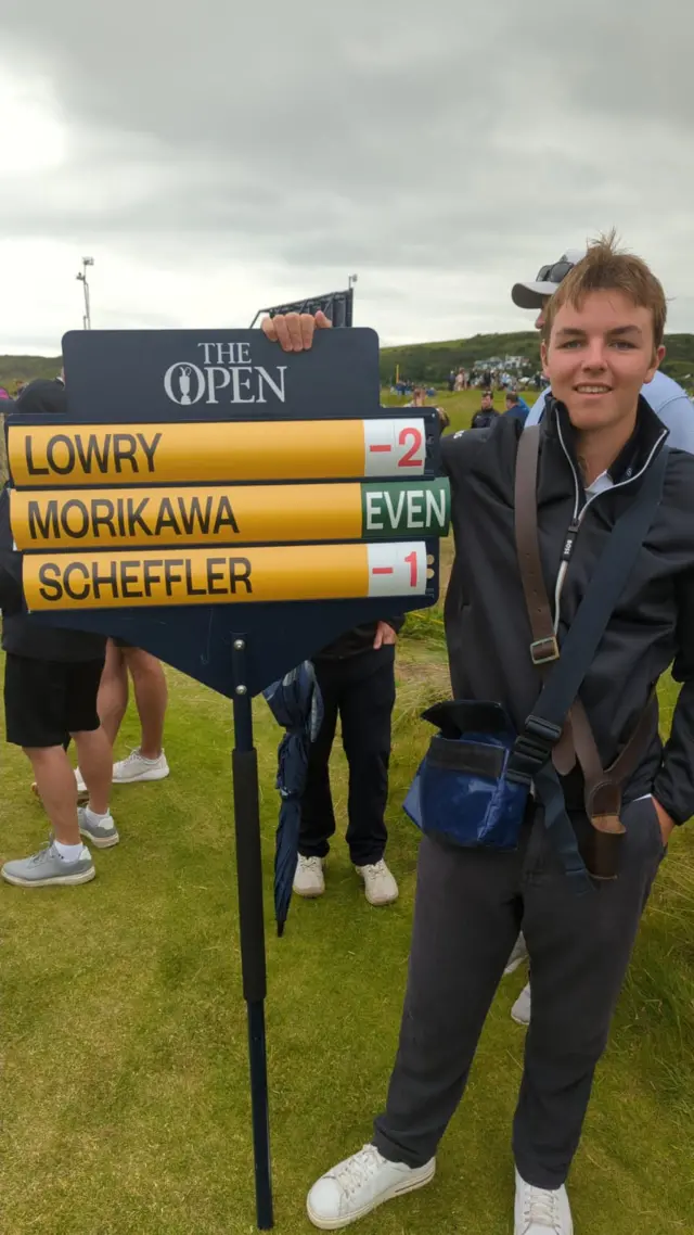 Jake - scoreboard carrier at Royal Portrush