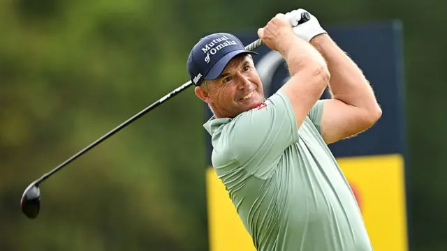 Padraig Harrington tees off on the 12th hole