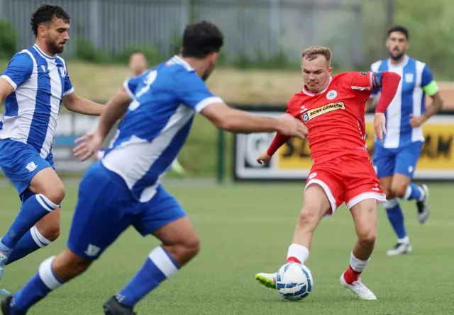 Rory Hale has a shot at goal