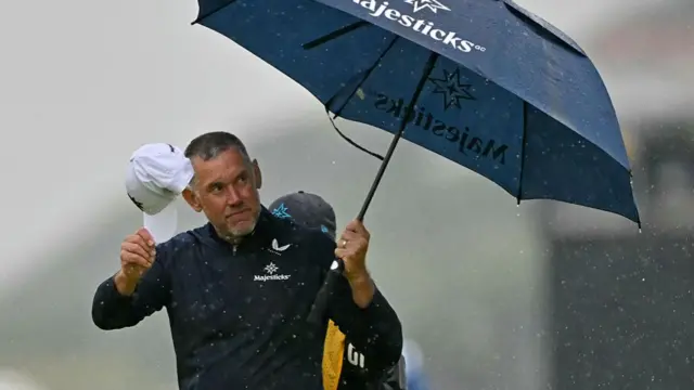 Lee Westwood takes his cap off at The Open 2025