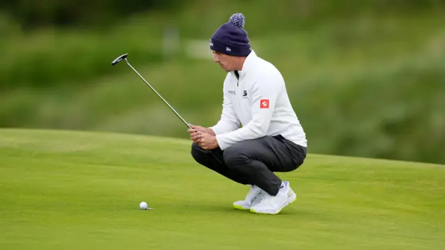 Matt Fitzpatrick lines up a putt at Royal Portrush for the 153rd Open Championship