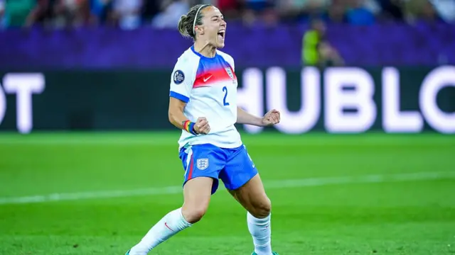Lucy Bronze of England celebrates her penalty score during the UEFA Womens EURO 2025 Quarter-Final match between Sweden and England at Stadion Letzigrund