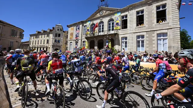 General view at the start line for stage 12 of the 2025 Tour de France