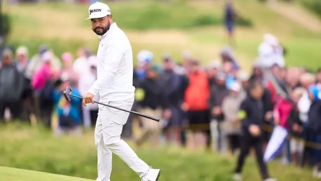 JJ Spaun on the green during the 153rd Open Championship at Royal Portrush