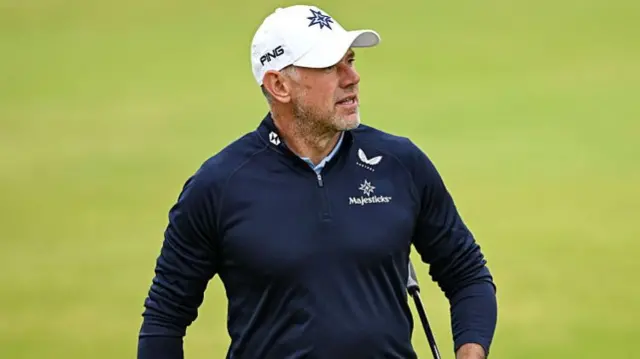 Lee Westwood looks on during the 153rd Open Championship at Royal Portrush