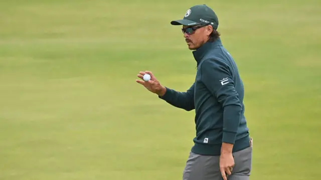 Rickie Fowler ends his first round at The Open at Royal Portrush