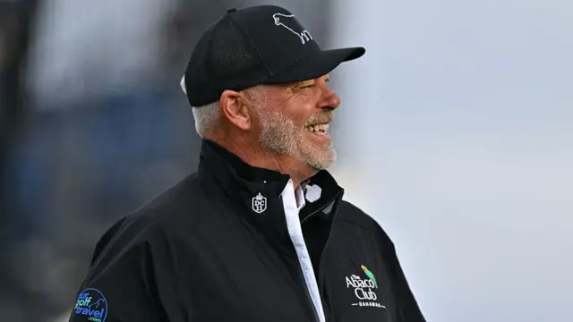 Darren Clarke smiling at The Open at Royal Portrush