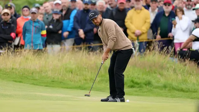 Xander Schauffele putts at Royal Portrush during the 153rd Open Championship