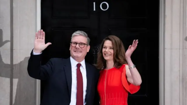 Keir Starmer and his wife Victoria in front of 10 Downing Street after Labour won the 2024 general election