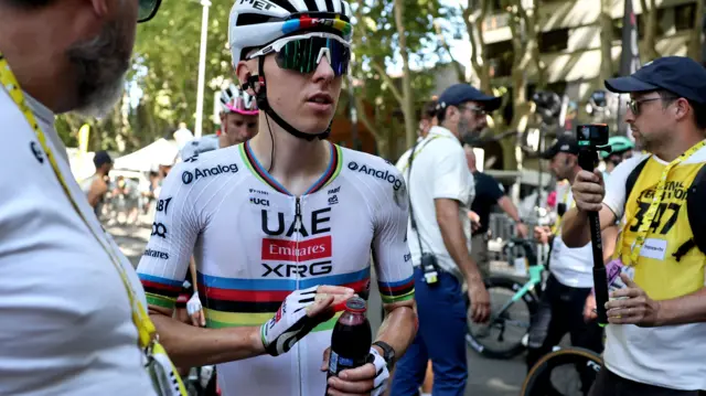 Tadej Pogacar after stage 11 of the 2025 Tour de France