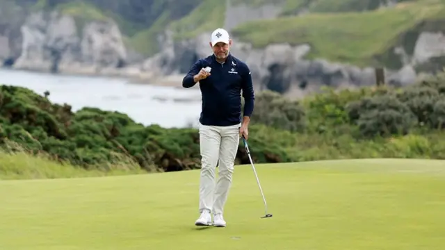 Lee Westwood acknowledges the crowd during the 153rd Open at Royal Portrush
