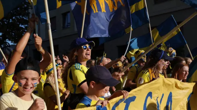 Sweden fans outside the stadium