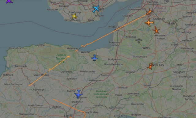 Devon Air Ambulance flight route