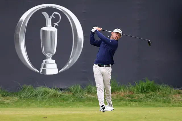 Brian Harman on the first tee at The Open, Portrush