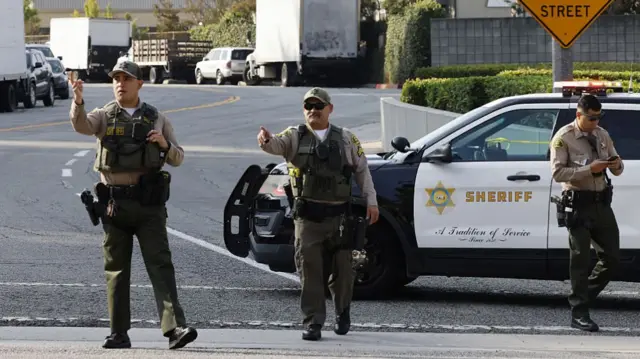 Police at the scene in LA