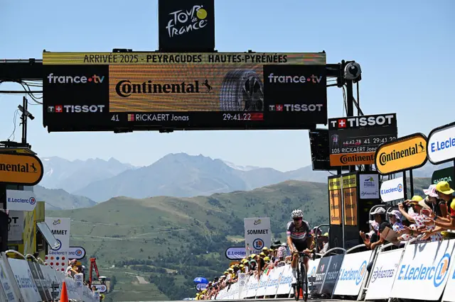 Jonas Rickaert crosses the finish line on stage 13 of the 2025 Tour de France