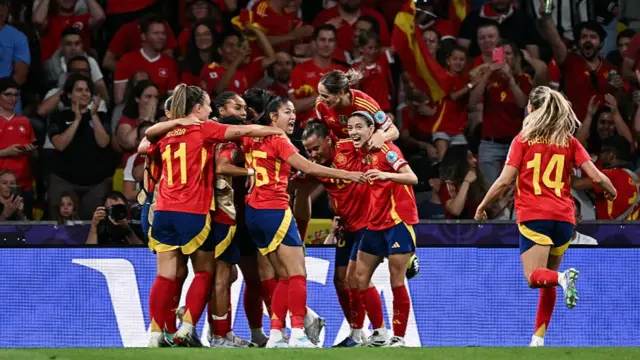 Spain's celebrates after scoring their team's first goal