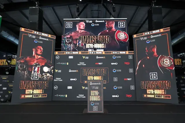 View of weigh-in of Usyk v Dubois at BoxPark Wembley