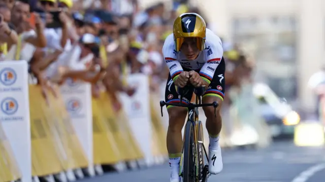 Remco Evenepoel racing during stage five of the 2025 Tour de France