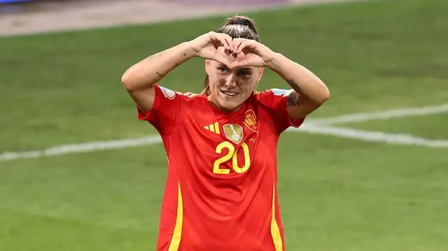 Claudia Pina of Spain celebrates scoring her team's second goal during the UEFA Women's EURO 2025 Quarter-Final match between Spain v Switzerland at Stadion Wankdorf