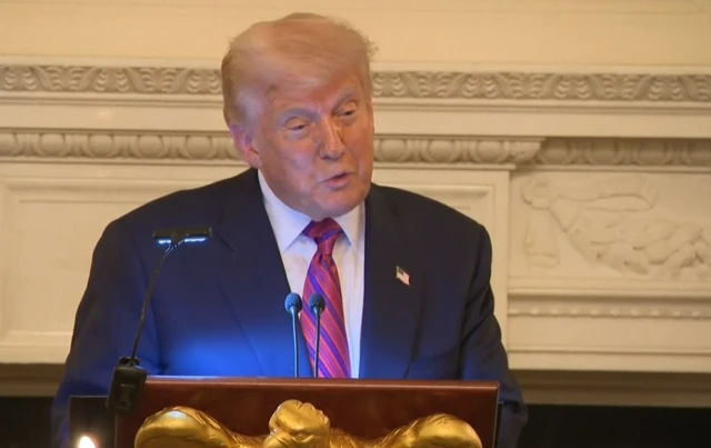 Donald Trump speaks at the White House