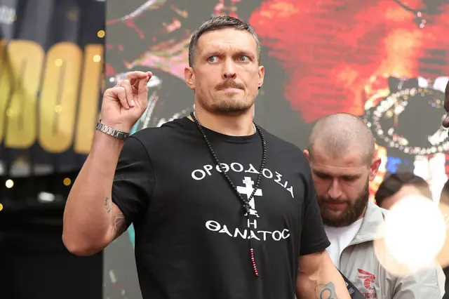 Oleksandr Usyk in a black t-shirt