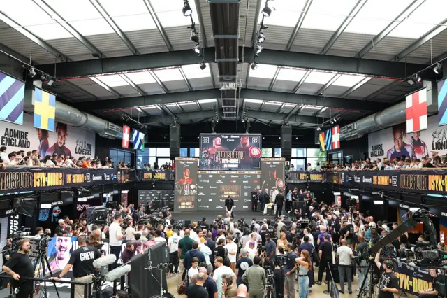 View of weigh-in of Usyk v Dubois at BoxPark Wembley