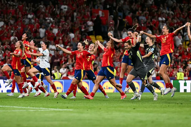 Spain celebrate Euro 2025 semi-final