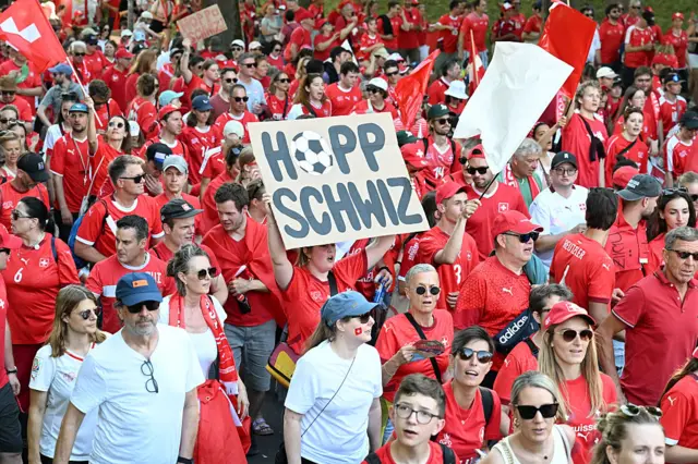 Switzerland fans walking to the stadium