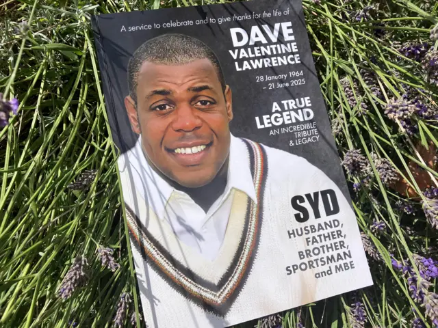 The front cover of the order of service. It has a photo of Syd in his cricket attire and is set out like the front of a magazine.