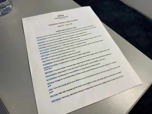 White House 'Week of Wins' packet