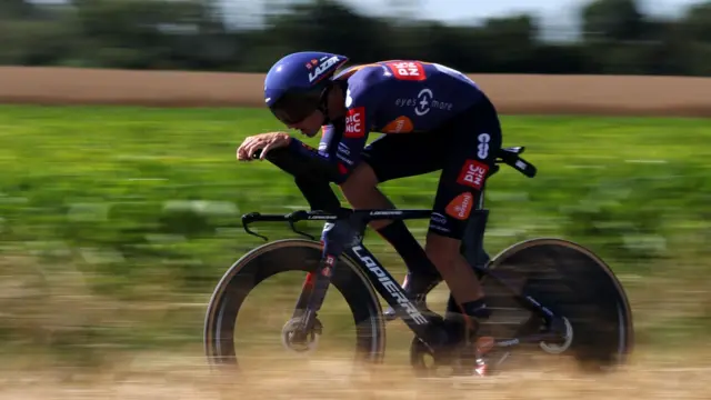 Oscar Onley racing during stage five of the 2025 Tour de France