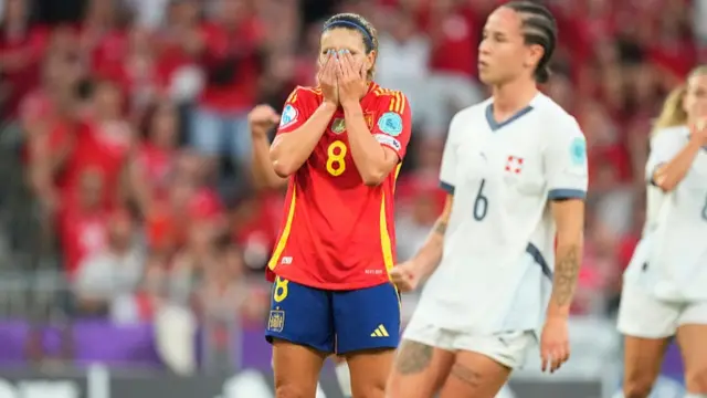 Caldentey with her head in her hands after missing the penalty
