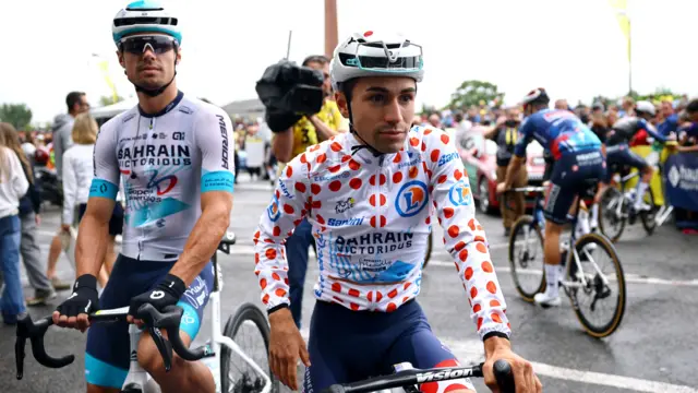Lenny Martinez before the start of stage 14 of the Tour de France