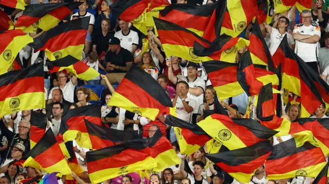 Germany fans waving their flags