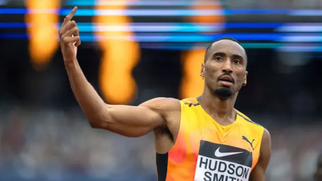 Matthew Hudson-Smith celebrates winning last year's London Diamond League