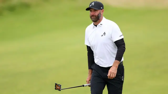 Dustin Johnson with his putter at The Open 2025