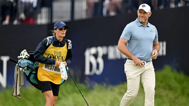 Lee Westwood with his wife and caddy Helen Storey at The Open