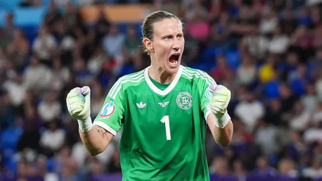 Ann-Katrin Berger of Germany reacts