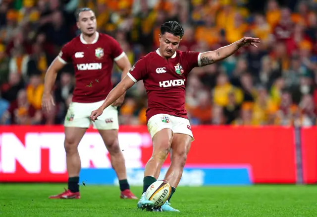 British and Irish Lions' Marcus Smith kicks a penalty