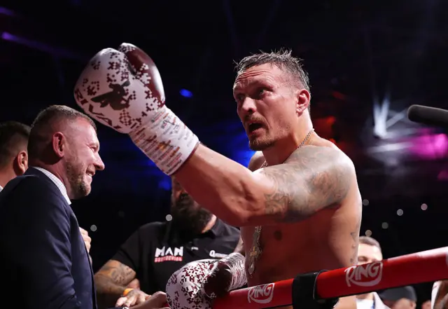 Oleksandr Usyk in the ring after a fight