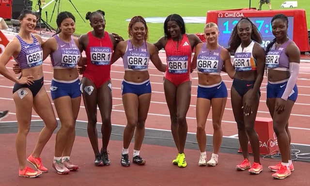 The British teams in the 4x100m relay