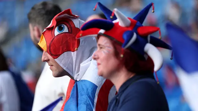 France fans wearing costumes