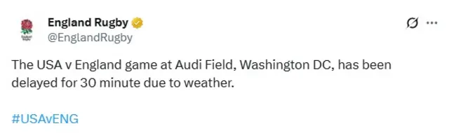 England confirm the match has been delayed