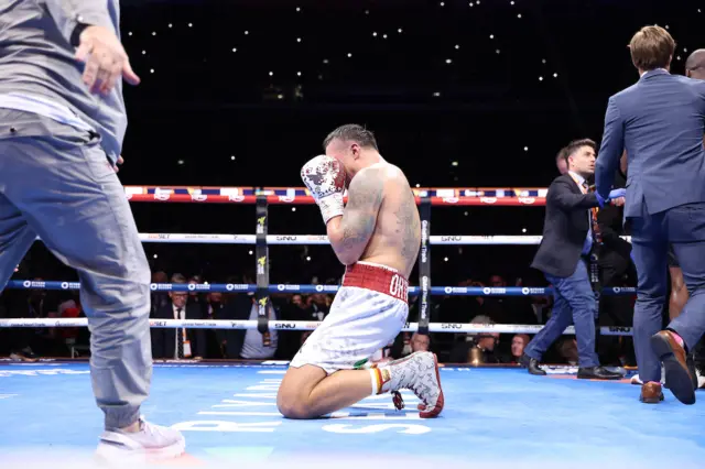 Usyk celebrates his victory over Dubois