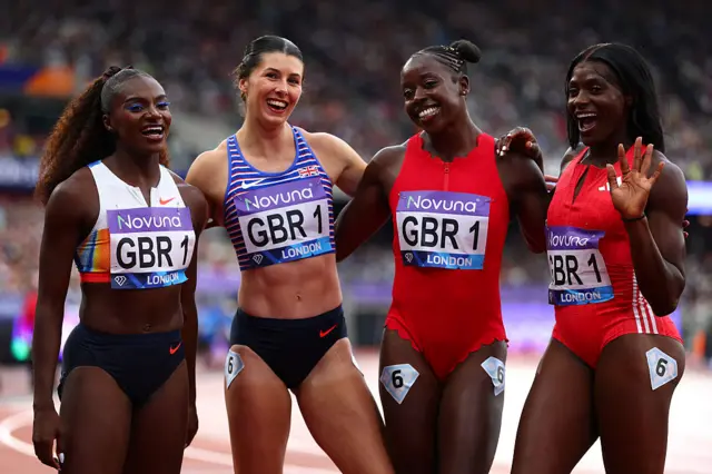 Dina Asher-Smith, Amy Hunt, Desiree Henry and Daryll Neita