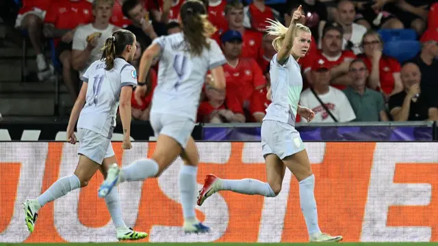 Ada Hegerberg of Norway celebrates scoring her team's first goal during the UEFA Women's EURO 2025 Group A match between Switzerland and Norway at St. Jakob-Park on July 02, 2025 in Basel, Switzerland.