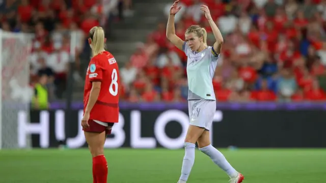 Ada Hegerberg of Norway celebrates after scoring their first goal during the UEFA Women's EURO 2025 Group A match between Switzerland and Norway at St. Jakob-Park on July 02, 2025 in Basel, Switzerland.